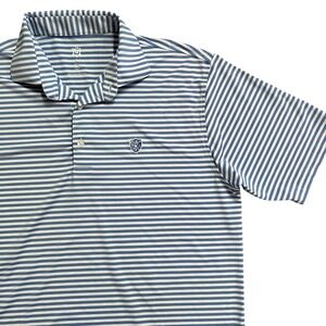 Turtle Bay Mens Polo Shirt Medium‎ Blue White Stripe Tour Performance Golf
